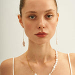 Double Chain Small Circle Baroque Pearl Necklace - Gembea Jewelry
