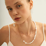 Double Chain Small Circle Baroque Pearl Necklace - Gembea Jewelry
