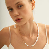 Double Chain Small Circle Baroque Pearl Necklace - Gembea Jewelry