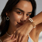 Double chain natural freshwater pearl Bracelets - Gembea Jewelry