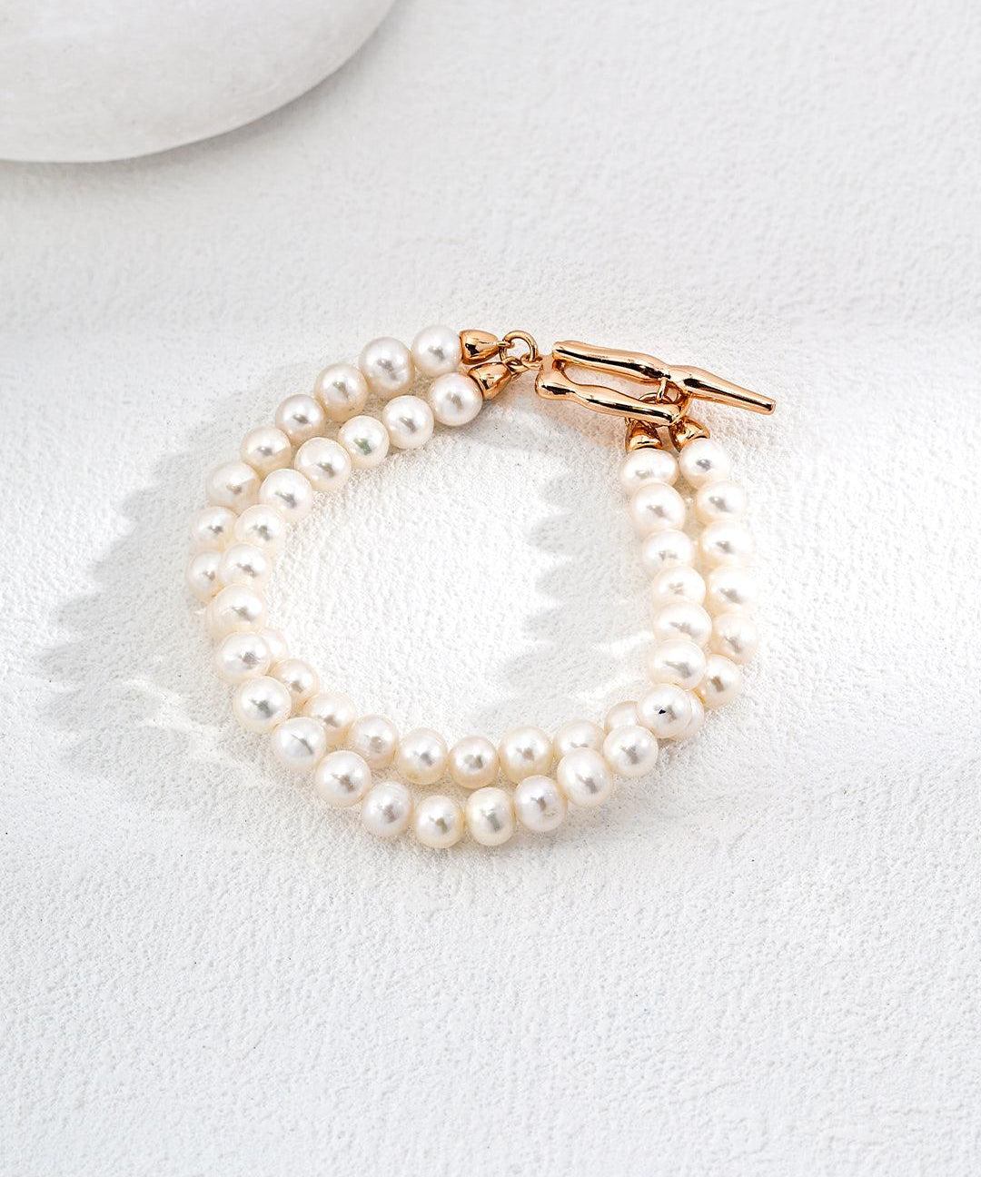Double chain natural freshwater pearl Bracelets - Gembea Jewelry