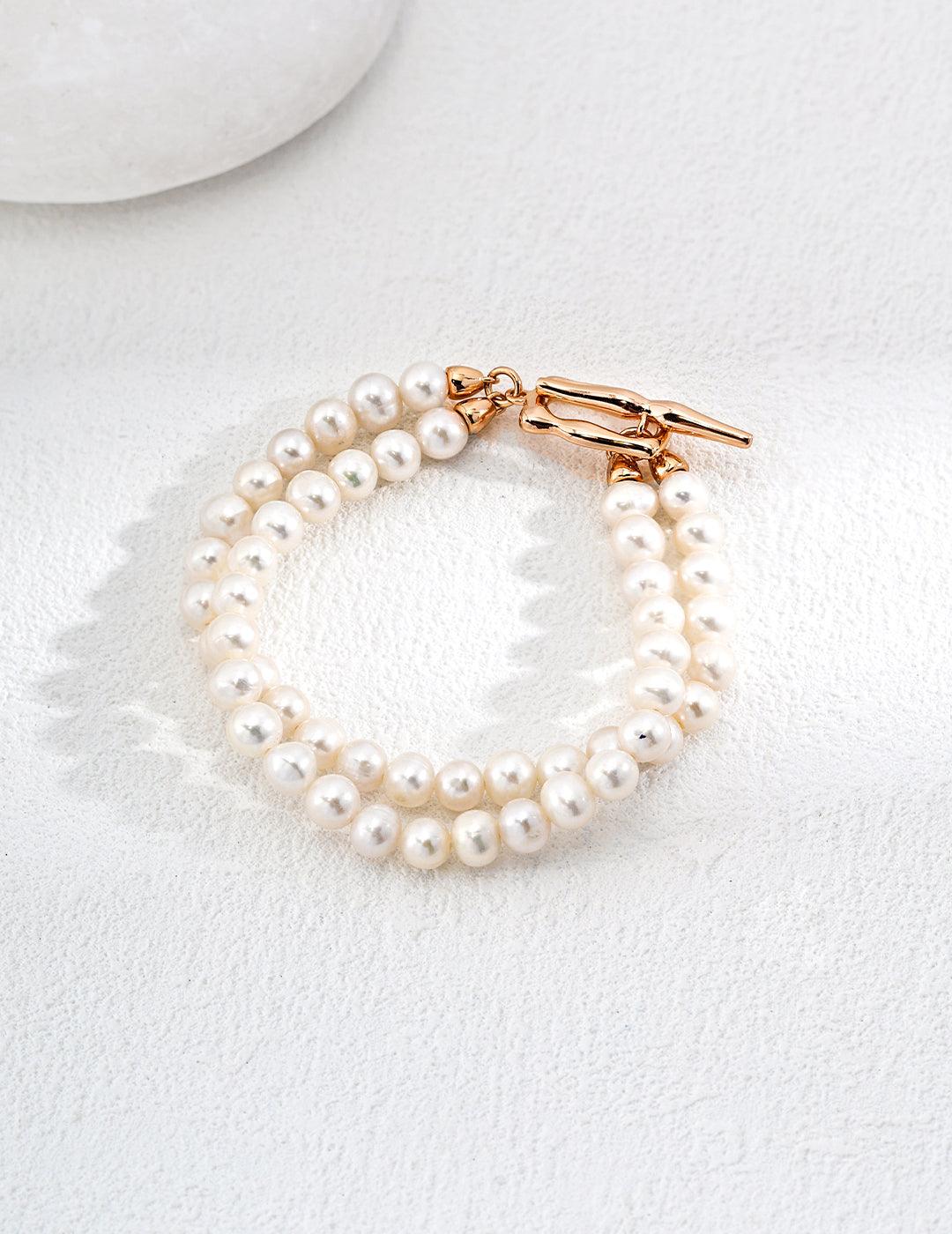 Double chain natural freshwater pearl Bracelets - Gembea Jewelry