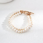 Double chain natural freshwater pearl Bracelets - Gembea Jewelry