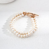 Double chain natural freshwater pearl Bracelets - Gembea Jewelry