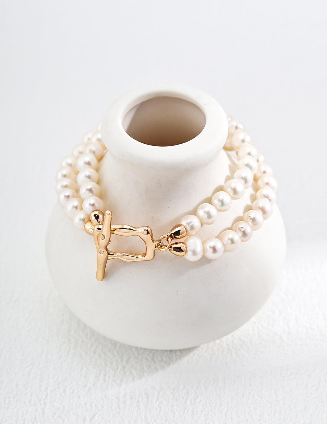 Double chain natural freshwater pearl Bracelets - Gembea Jewelry