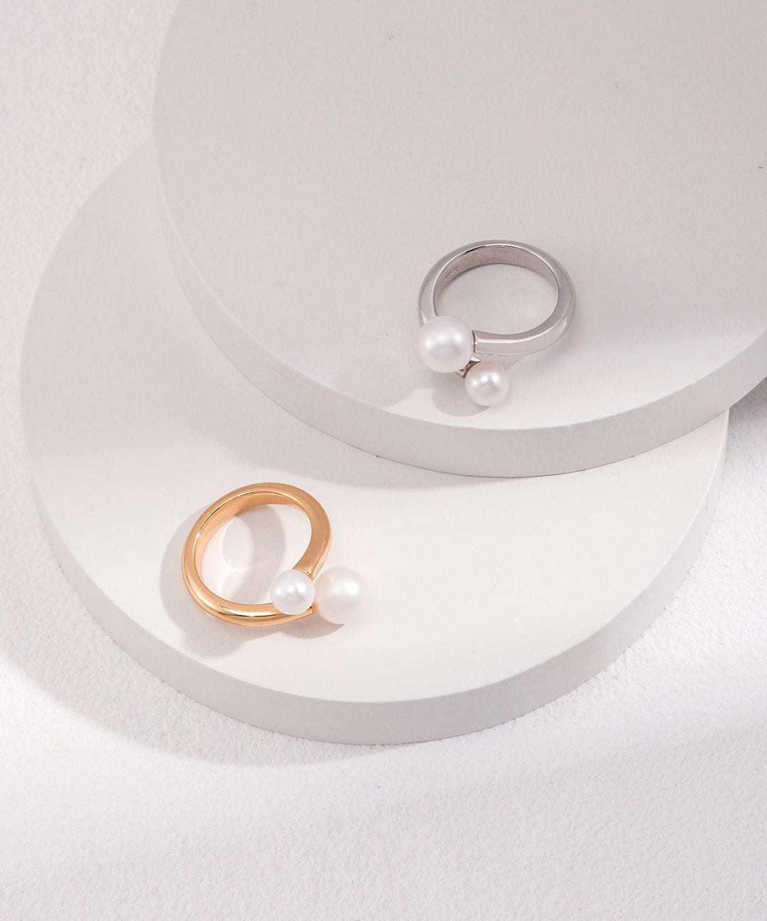 Double Freshwater Pearl Open Rings - Gembea Jewelry