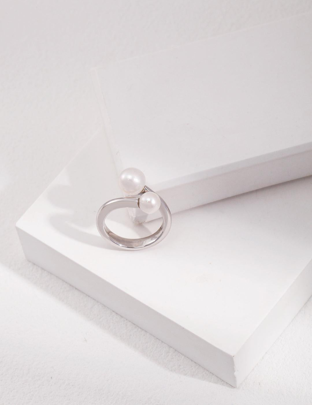 Double Freshwater Pearl Open Rings - Gembea Jewelry
