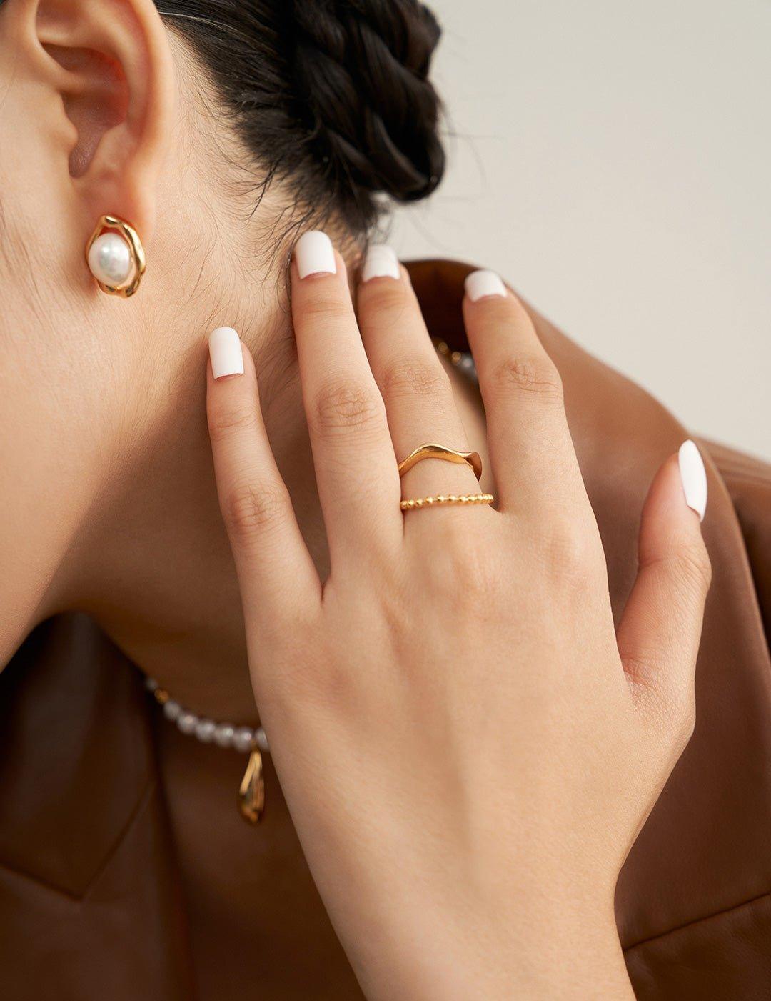 925 Sterling Silver Plated 18K Gold Open Rings - Gembea Jewelry