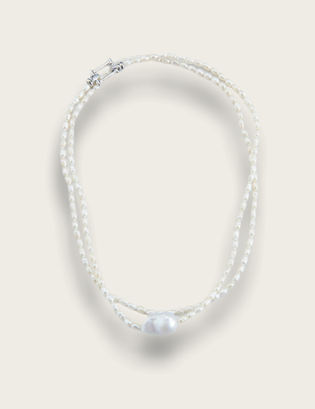 Double Layers Pearl Baroque Necklace gembea jewelry