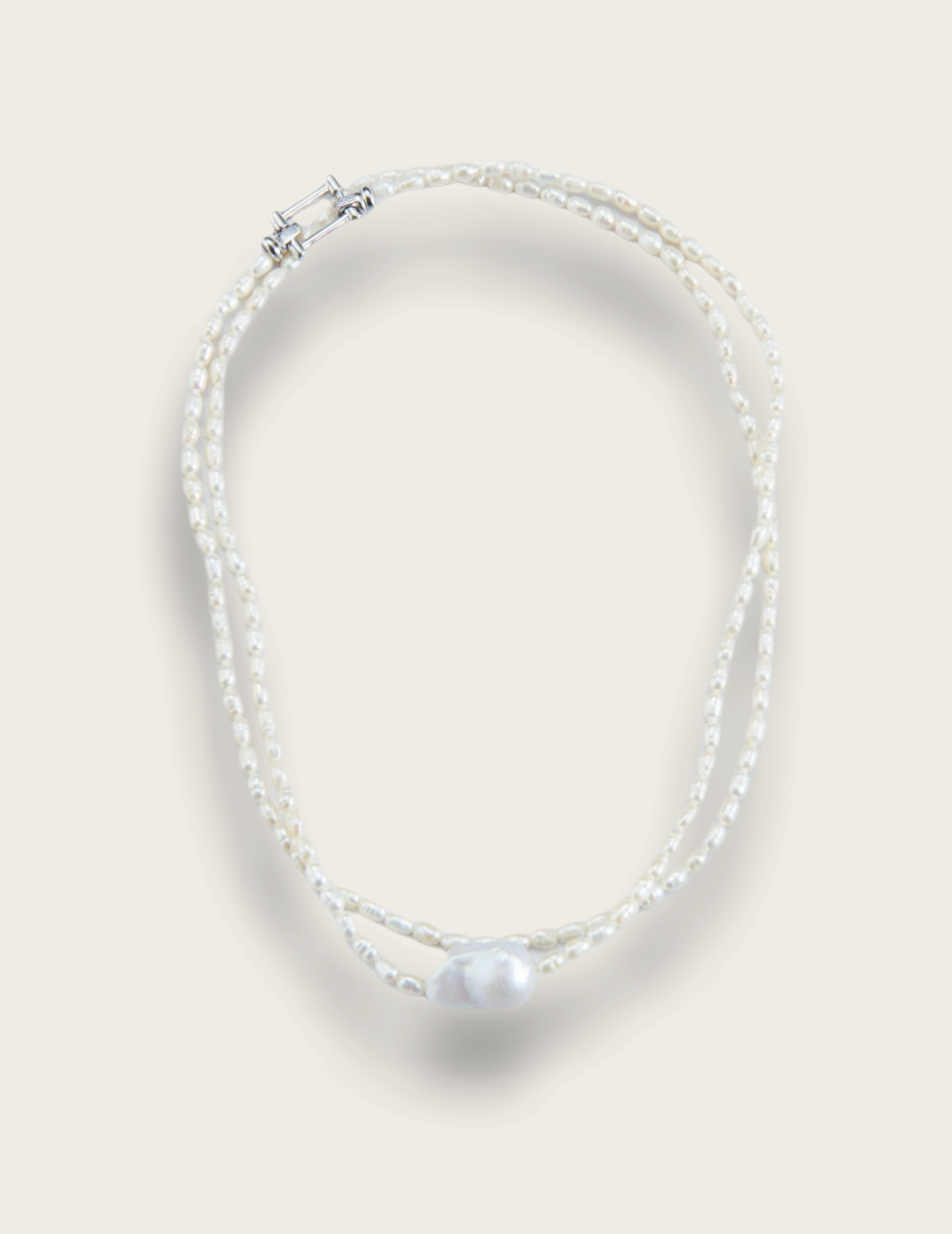 Double Layers Pearl Baroque Necklace gembea jewelry