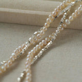Natural Pearl Silver Bean Double Necklace - Gembea Jewelry