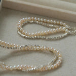 Natural Pearl Silver Bean Double Necklace - Gembea Jewelry
