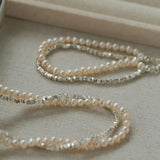 Natural Pearl Silver Bean Double Necklace - Gembea Jewelry