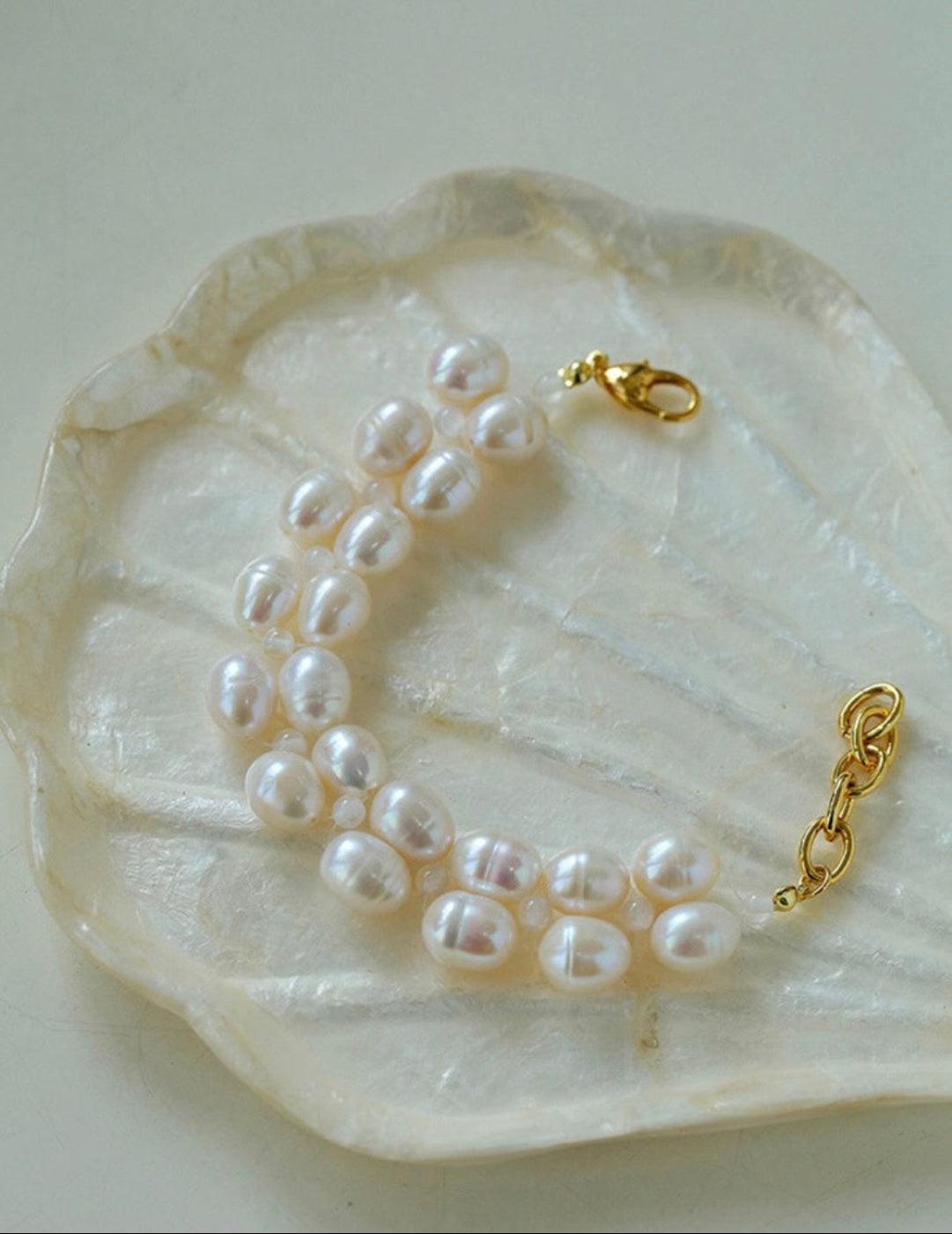 Double Natural Freshwater Baroque Pearl Bracelet - Gembea Jewelry