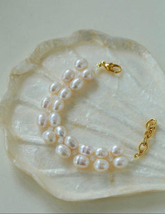 Double Natural Freshwater Baroque Pearl Bracelet - Gembea Jewelry
