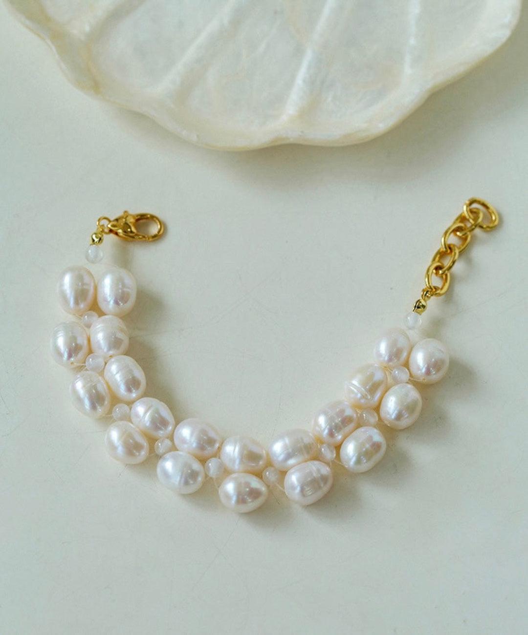 Double Natural Freshwater Baroque Pearl Bracelet - Gembea Jewelry