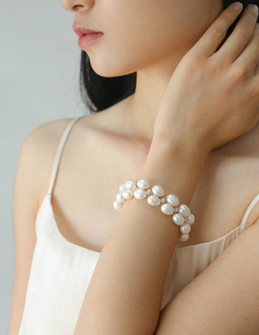 Double Natural Freshwater Baroque Pearl Bracelet - Gembea Jewelry