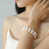 Double Natural Freshwater Baroque Pearl Bracelet - Gembea Jewelry
