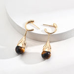 Drop-Shaped Tiger's Eye Earrings - Gembea Jewelry
