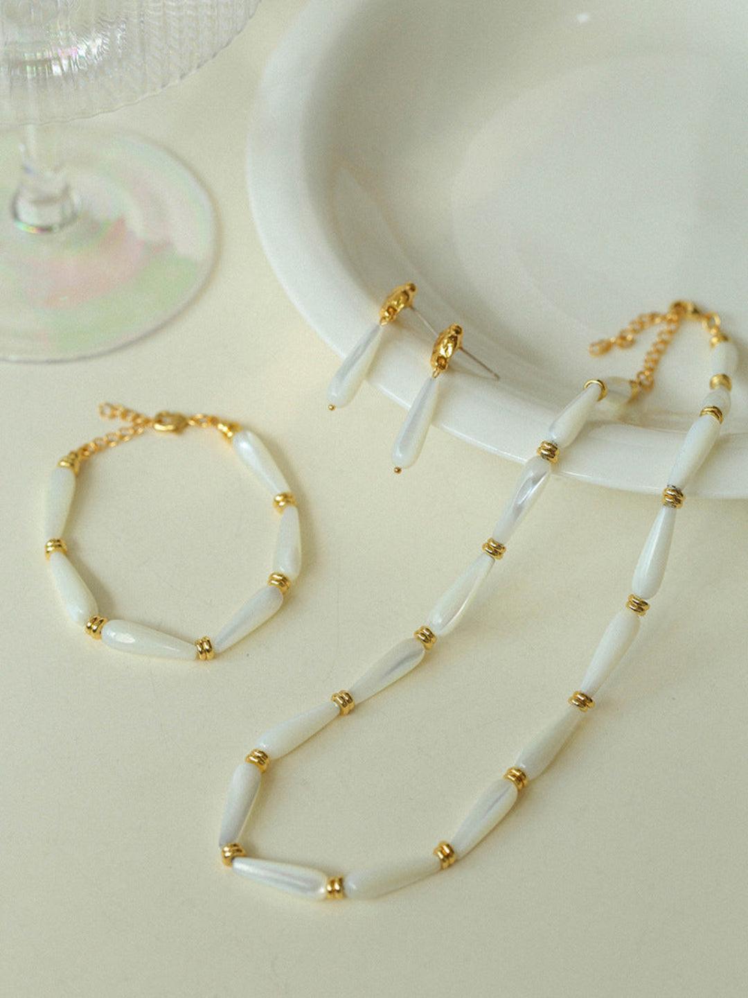 Handmade Drop White Mother of Pearl Necklace - Gembea Jewelry