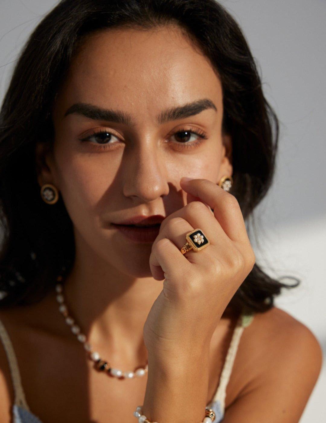 Drop Glazed Zircon Gemstone Open Rings - Gembea Jewelry