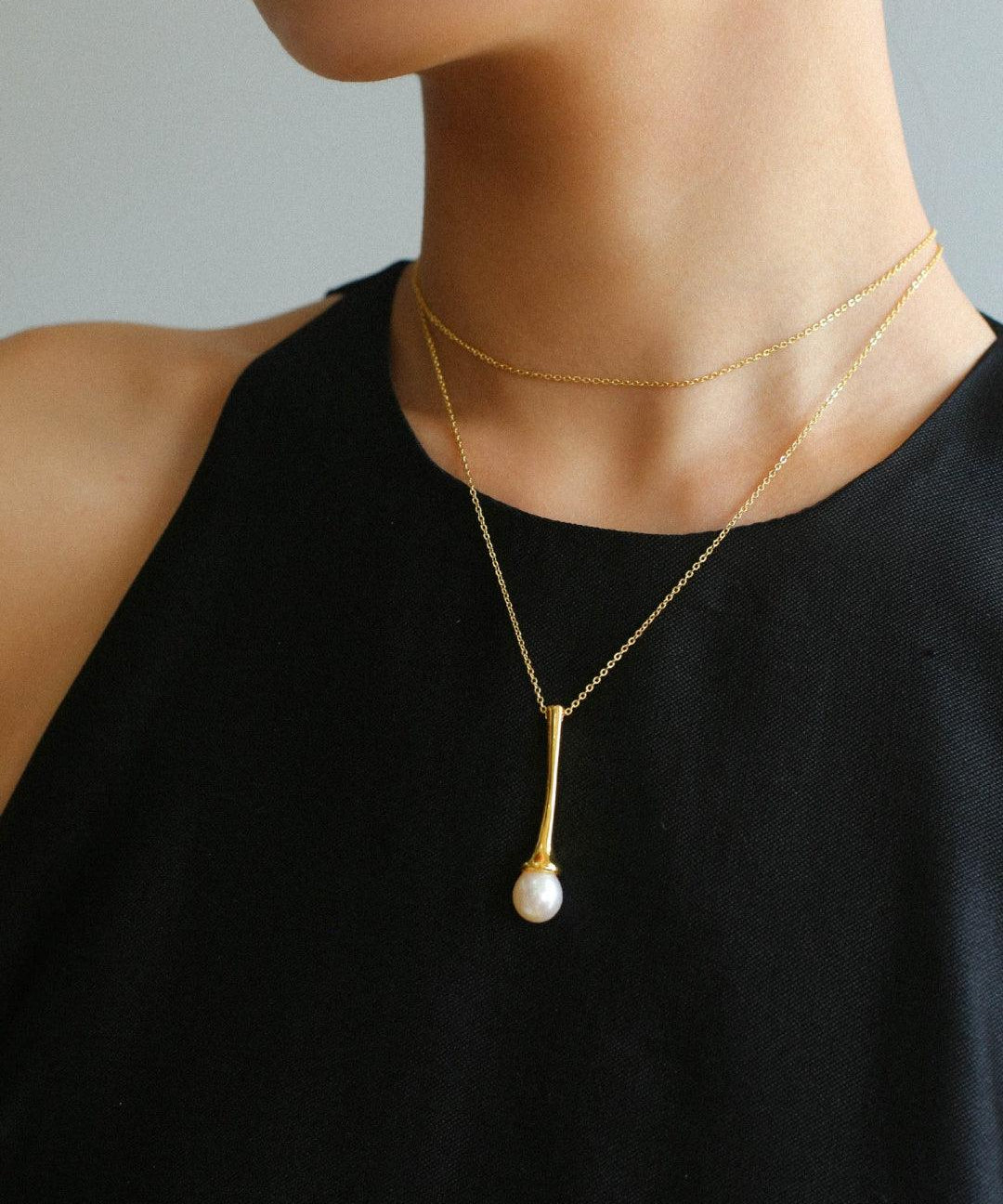 Drop Pearl Long Chain Necklace - Gembea Jewelry