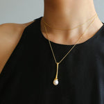 Drop Pearl Long Chain Necklace - Gembea Jewelry