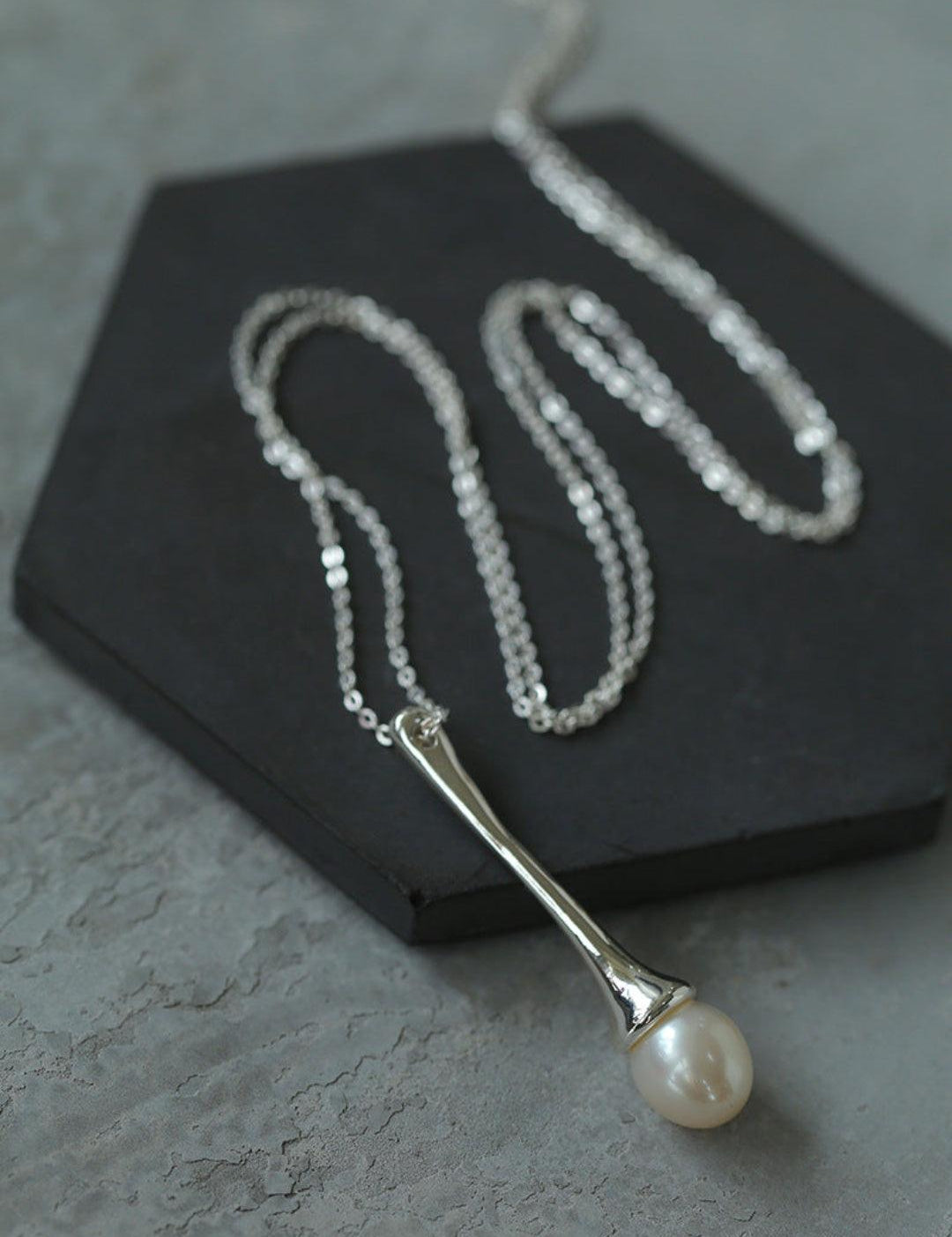 Drop Pearl Long Chain Necklace - Gembea Jewelry