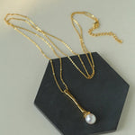 Drop Pearl Long Chain Necklace - Gembea Jewelry