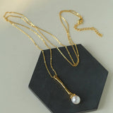 Drop Pearl Long Chain Necklace - Gembea Jewelry