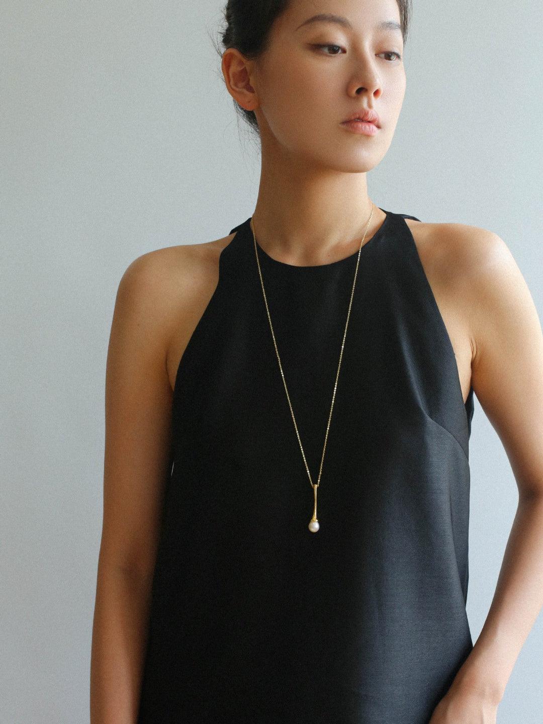 Drop Pearl Long Chain Necklace - Gembea Jewelry