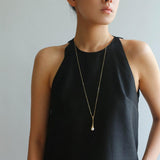 Drop Pearl Long Chain Necklace - Gembea Jewelry