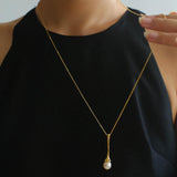 Drop Pearl Long Chain Necklace - Gembea Jewelry