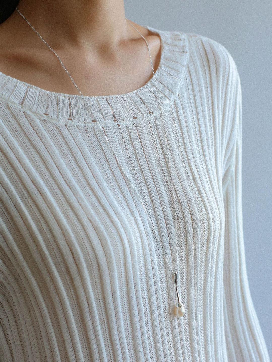 Drop Pearl Long Chain Necklace - Gembea Jewelry