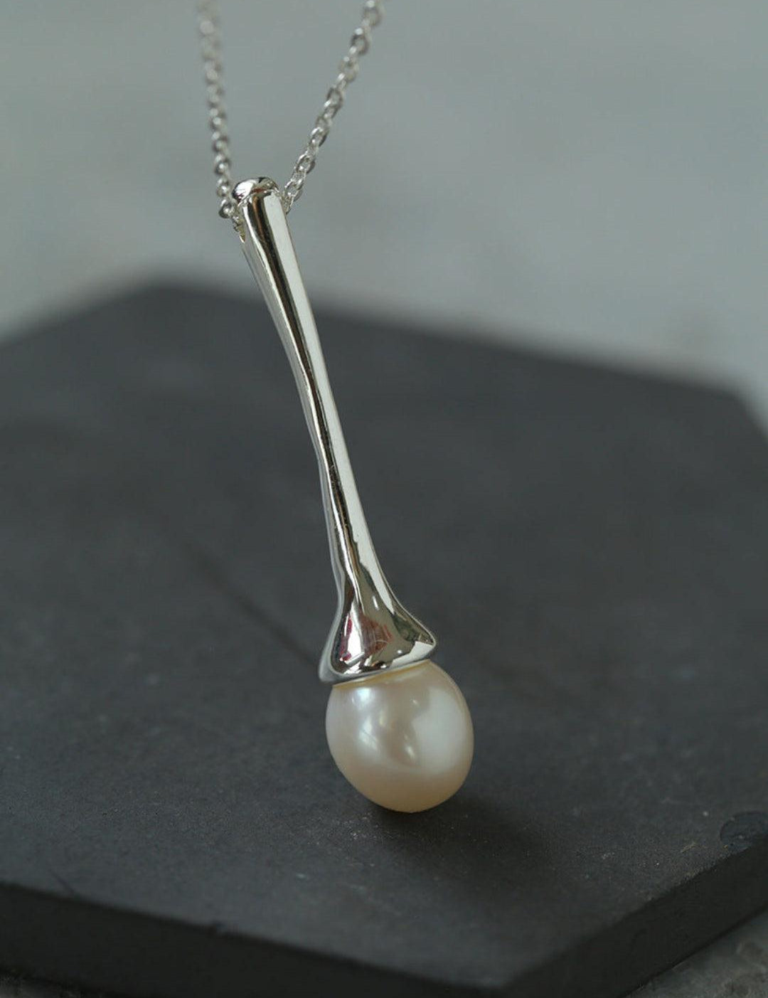 Drop Pearl Long Chain Necklace - Gembea Jewelry