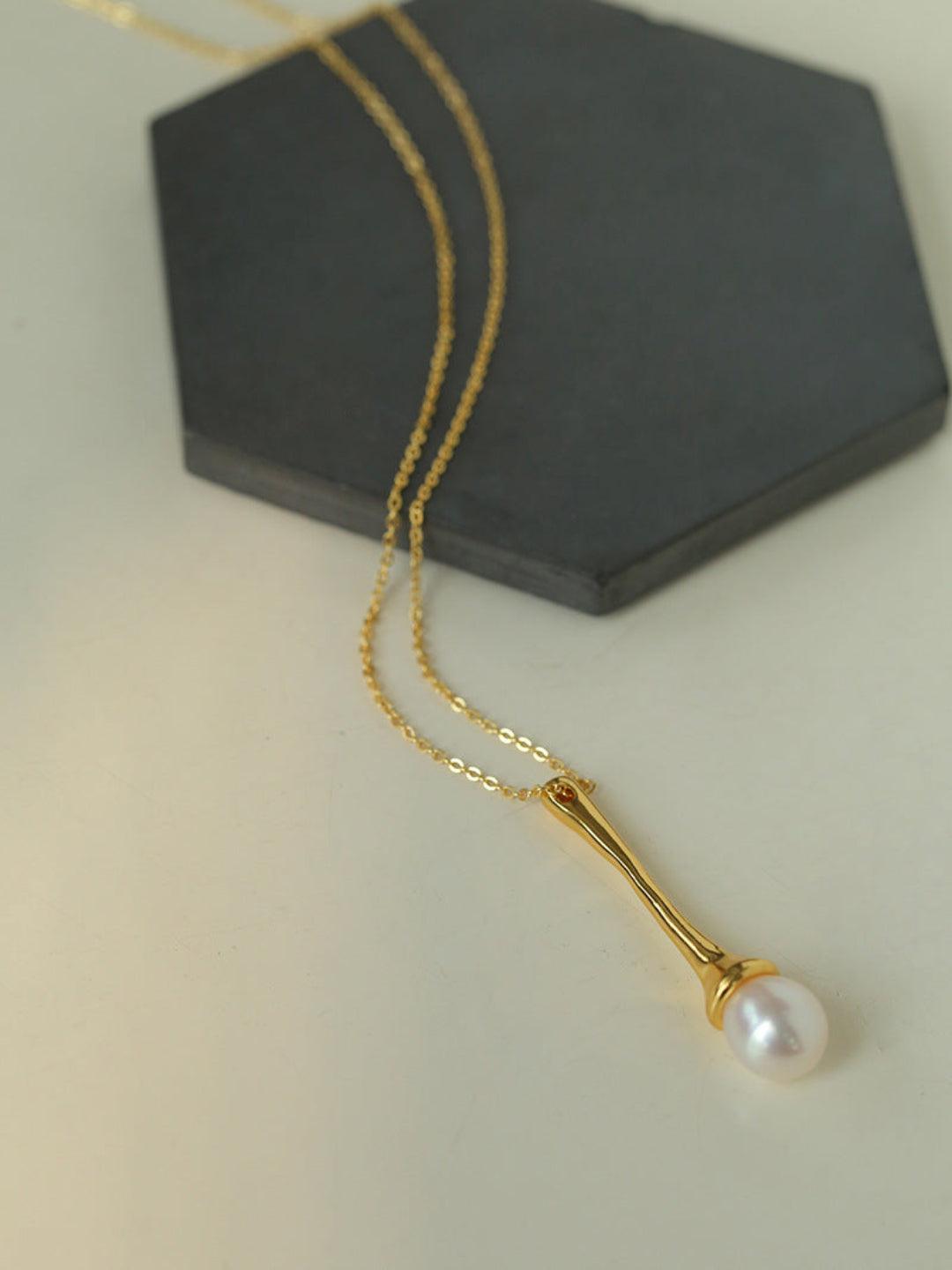 Drop Pearl Long Chain Necklace - Gembea Jewelry