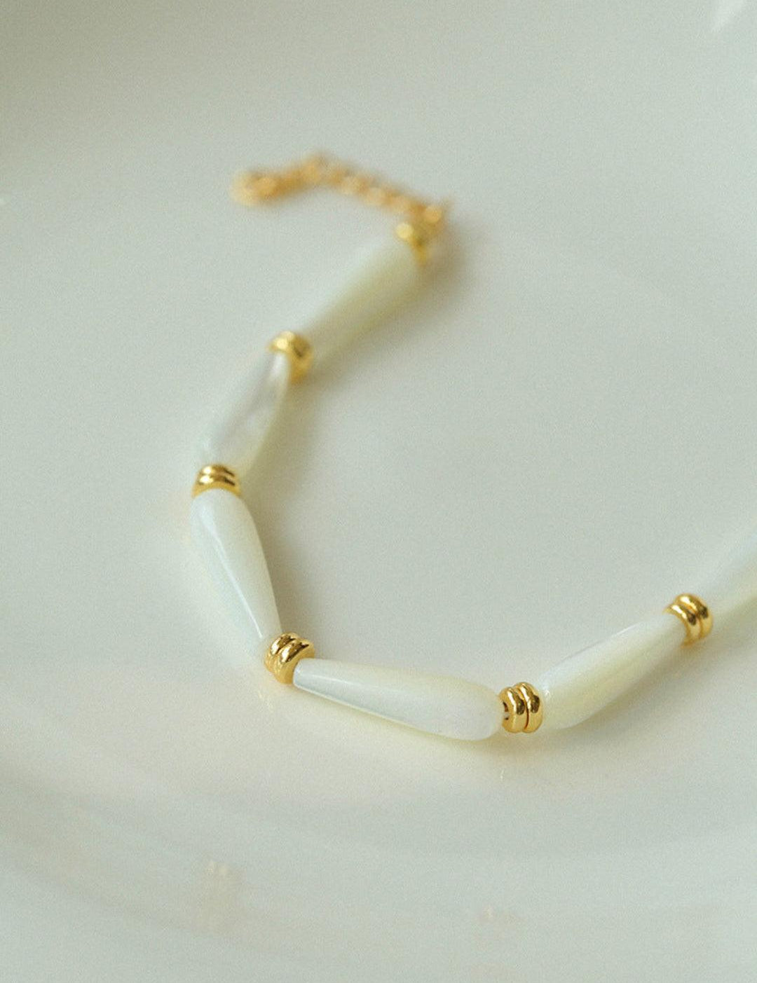 Handmade Drop White Mother of Pearl Bracelet - Gembea Jewelry