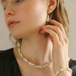 Handmade Drop White Mother of Pearl Earrings - Gembea Jewelry