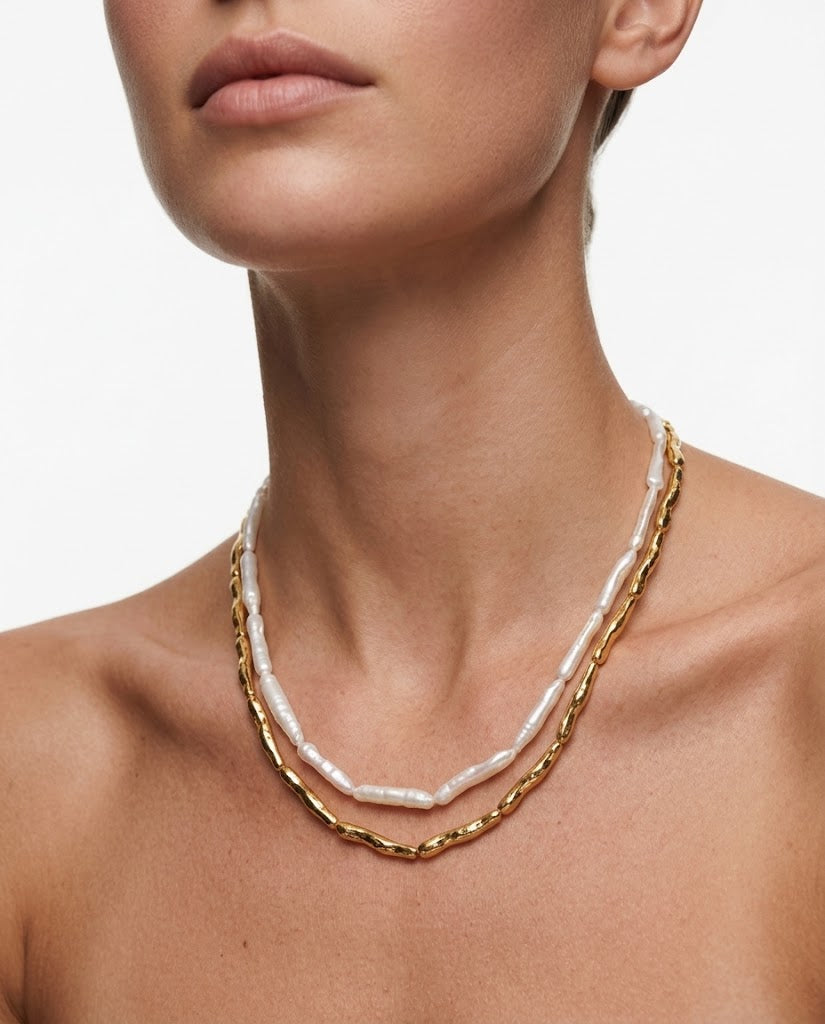 Dual Form Baroque Pearl Necklace gembea jewelry