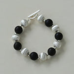 Ebony and Silver Ball Brushed Beaded Bracelet - Gembea Jewelry