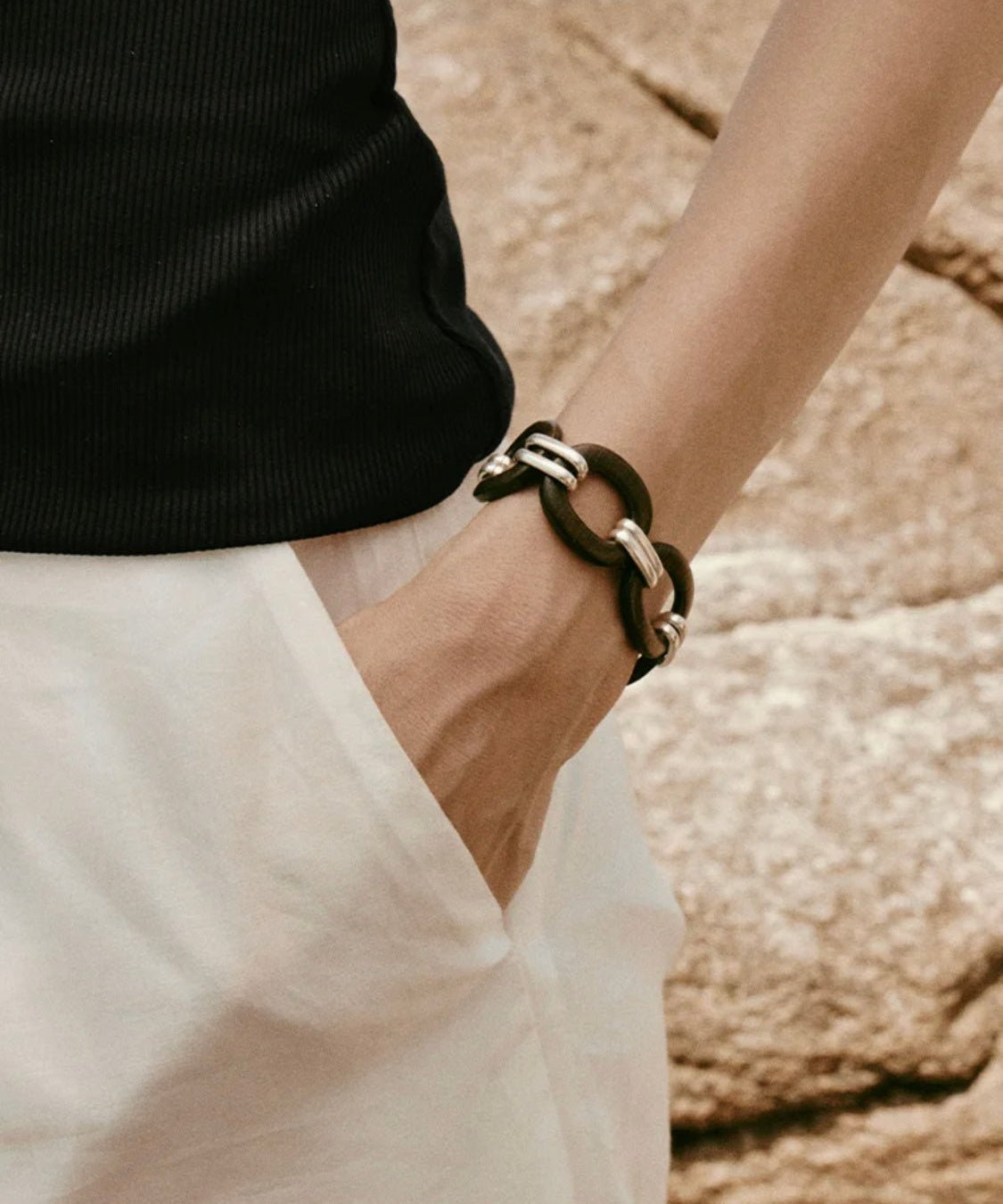 Ebony Wood Elliptic Bracelet gembea jewelry
