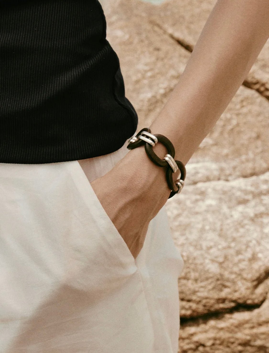 Ebony Wood Elliptic Bracelet gembea jewelry