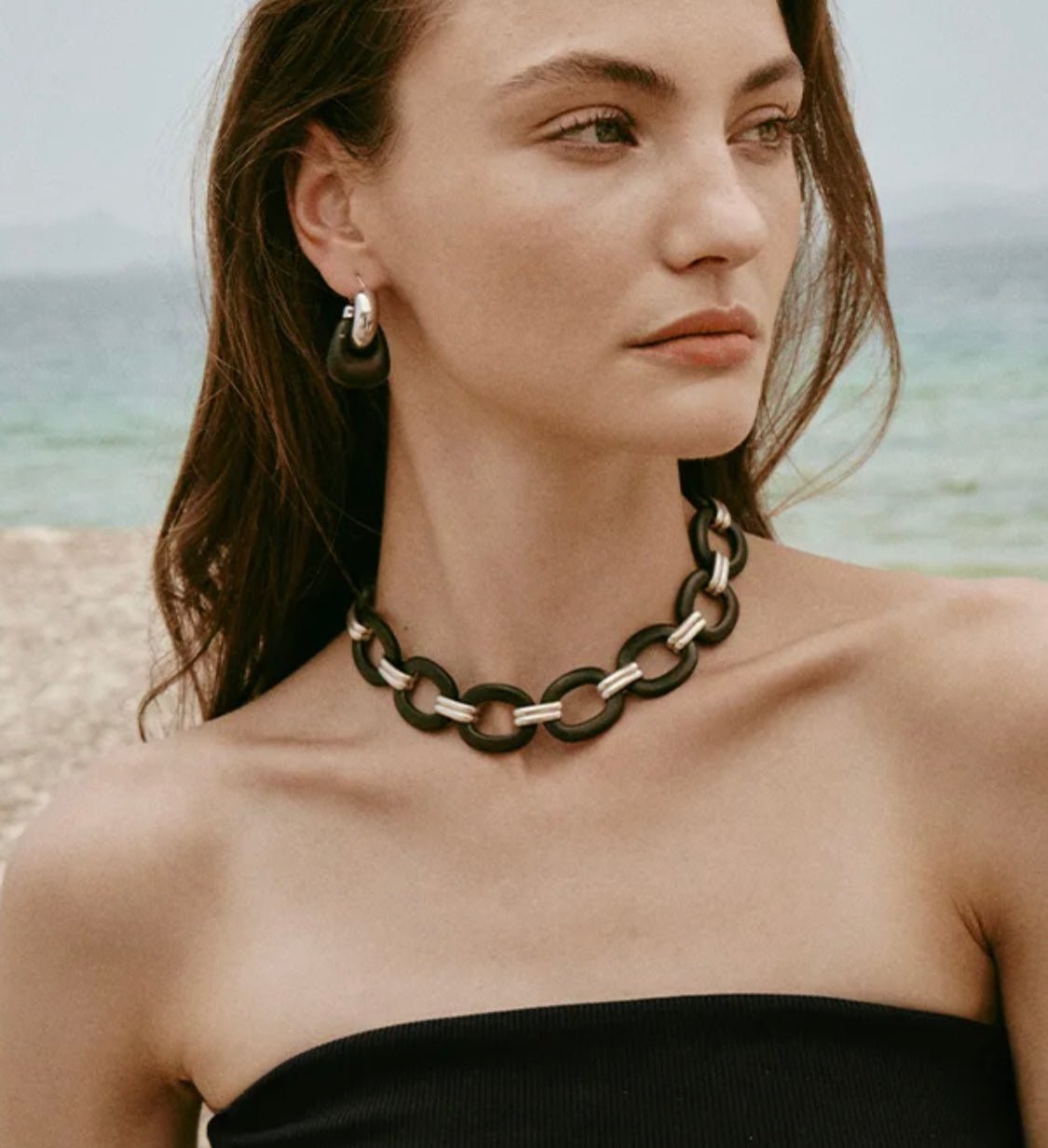 Ebony Wood Elliptic Necklace gembea jewelry