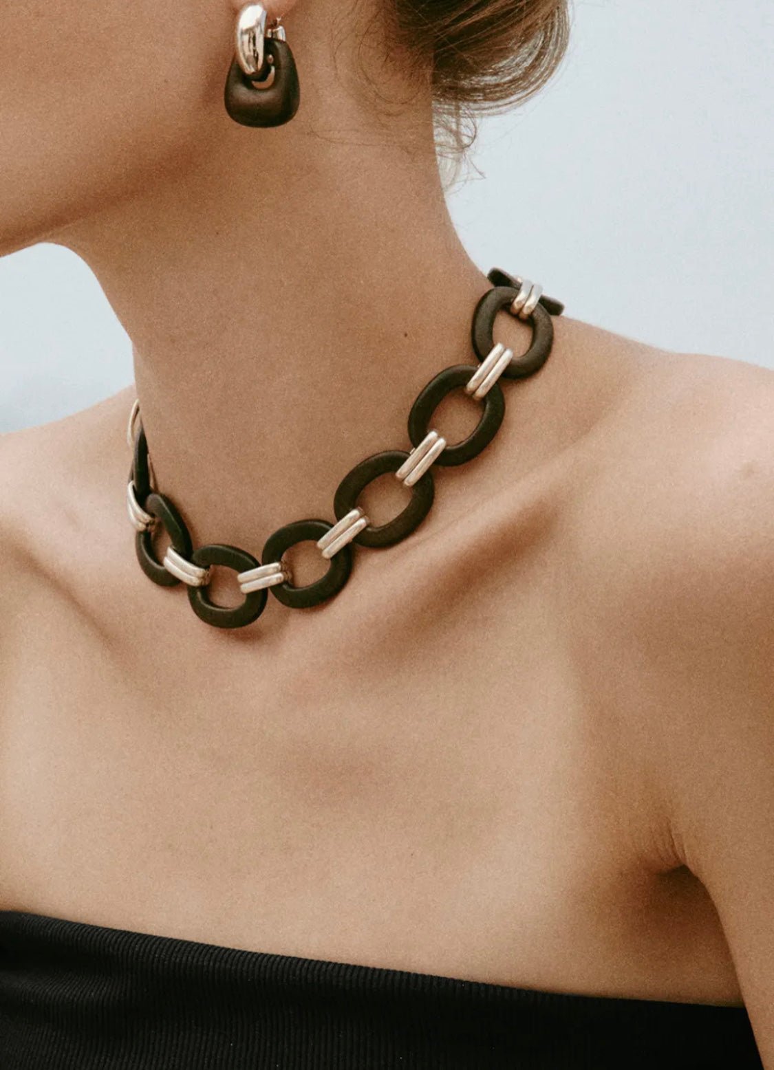 Ebony Wood Elliptic Necklace gembea jewelry