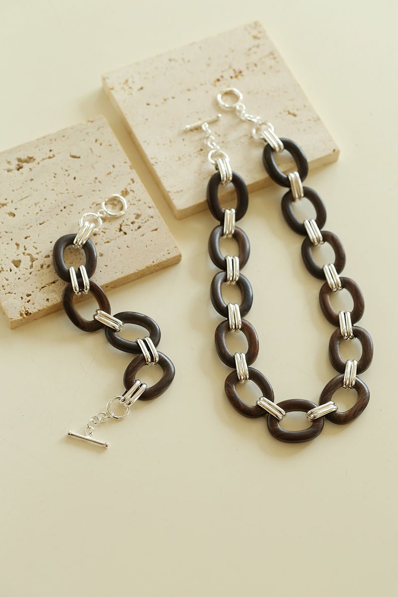 Ebony Wood Elliptic Necklace gembea jewelry