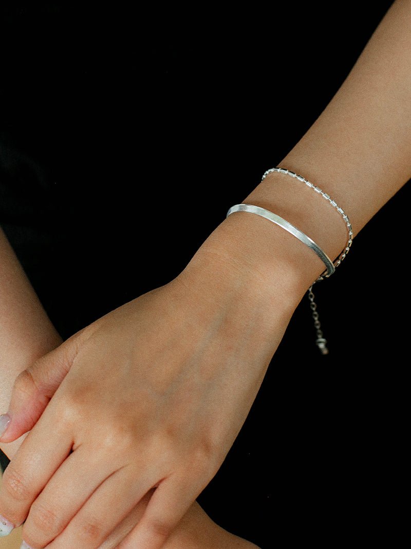 Effortless Layers Silver Double Chain Bracelet GEMBEA JEWELRY
