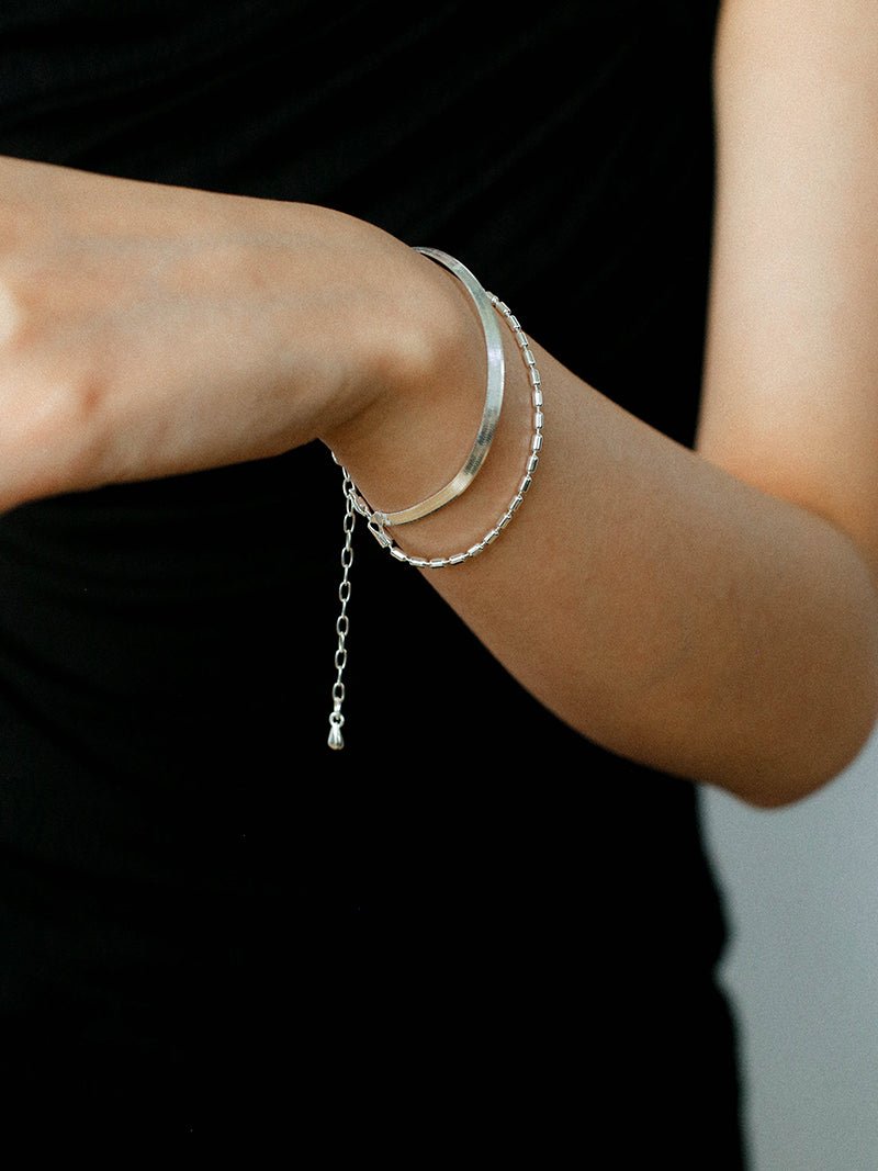 Effortless Layers Silver Double Chain Bracelet GEMBEA JEWELRY