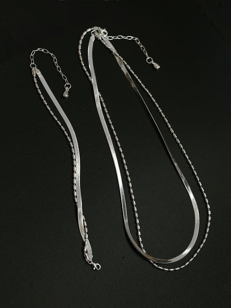 Effortless Layers Silver Double Chain Bracelet GEMBEA JEWELRY