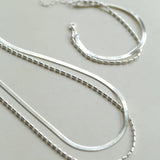 Effortless Layers Silver Double Chain Necklace GEMBEA jewelry