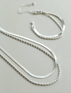 Effortless Layers Silver Double Chain Necklace GEMBEA jewelry
